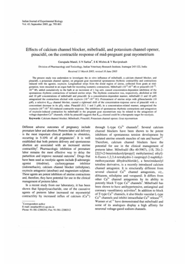 Effects of Calcium Channel Blocker, Mibefradil, and Potassium Channel Opener, Pinacidil, on the Contractile Response of Mid-Pregnant Goat Myometrium