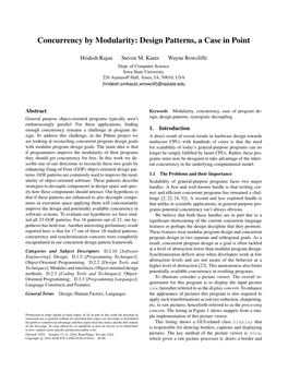 Concurrency by Modularity: Design Patterns, a Case in Point