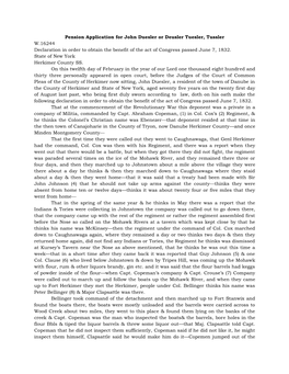 Pension Application for John Duesler Or Deusler Tuesler, Tussler W.16244 Declaration in Order to Obtain the Benefit of the Act of Congress Passed June 7, 1832