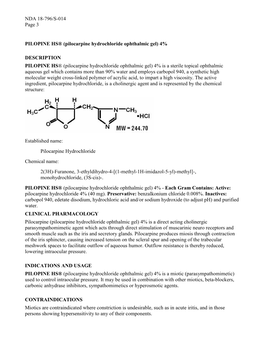 Pilocarpine Hydrochloride Ophthalmic Gel) 4%