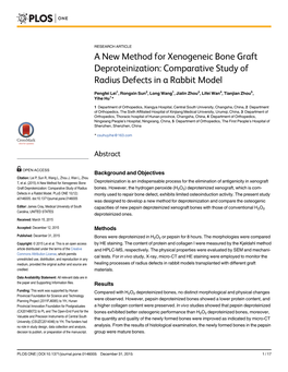 A New Method for Xenogeneic Bone Graft Deproteinization: Comparative Study of Radius Defects in a Rabbit Model