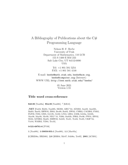 A Bibliography of Publications About the C# Programming Language