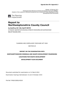 Report to Northamptonshire County Council