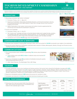 Tourism Development Commission 2016 - 2017 Quarter 3 Roi Report