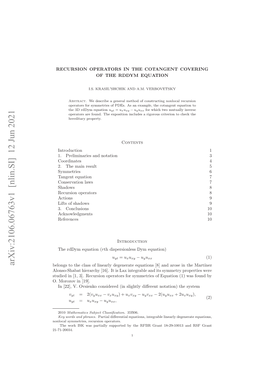 Recursion Operators in the Cotangent Covering of the Rddym Equation