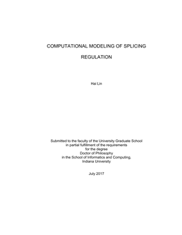 Computational Modeling of Splicing Regulation