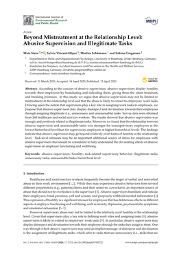 Abusive Supervision and Illegitimate Tasks