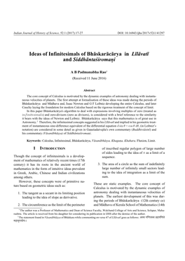 Ideas of Infinitesimal of Bhaskaracarya in Lilavati and Siddhantasiromani