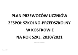 Plan Przewozów Uczniów Zespół Szkolno-Przedszkolny W Kostkowie Na Rok Szkl