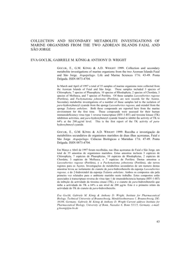 Collection and Secondary Metabolite Investigations