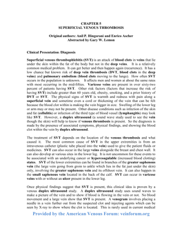 Superficial Venous Thrombosis