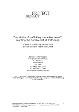 Μone Victim of Trafficking Is One Too Many