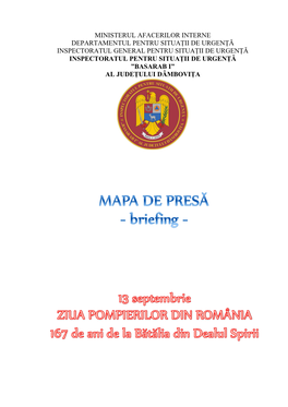 MAPA De PRESA 13 Septembrie Ziua Pompierilor Din Romania