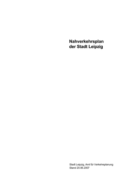 Nahverkehrsplan Der Stadt Leipzig