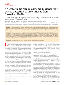 An Optofluidic Nanoplasmonic Biosensor for Direct Detection Of