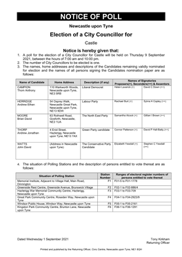 Notice of Poll & Situation of Polling Stations