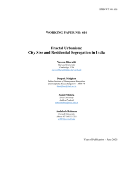 Fractal Urbanism: City Size and Residential Segregation in India