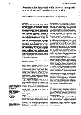 Renal Tubular Dysgenesis with Calvarial Hypoplasia