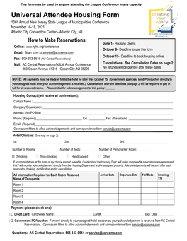 Universal Attendee Housing Form