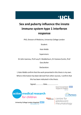 Sex and Puberty Influence the Innate Immune System Type 1 IFN Response