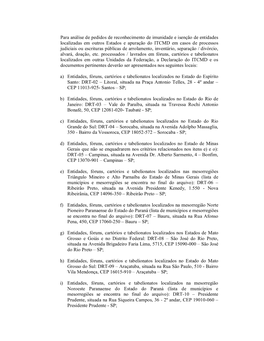 Para Análise De Pedidos De Reconhecimento De Imunidade E Isenção De Entidades Localizadas Em Outros Estados E Apuração Do I