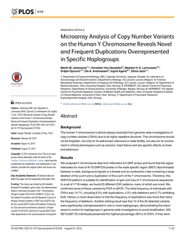 Microarray Analysis of Copy Number Variants on the Human Y Chromosome Reveals Novel and Frequent Duplications Overrepresented in Specific Haplogroups