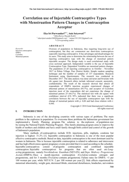 Correlation Use of Injectable Contraceptive Types with Menstruation Pattern Changes in Contraception Acceptor