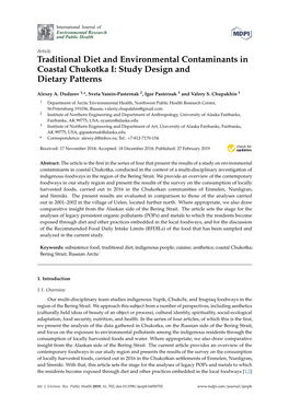 Traditional Diet and Environmental Contaminants in Coastal Chukotka I: Study Design and Dietary Patterns