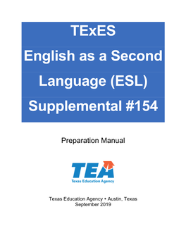 Texes English As a Second Language (ESL) Supplemental #154 Preparation Manual