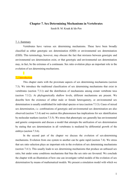 Chapter 7. Sex Determining Mechanisms in Vertebrates Sarah B