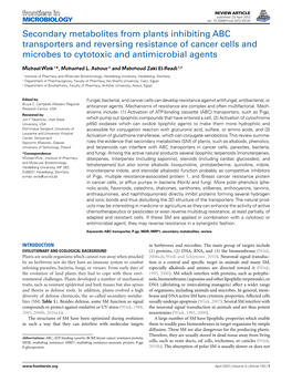 Secondary Metabolites from Plants Inhibiting ABC Transporters and Reversing Resistance of Cancer Cells and Microbes to Cytotoxic and Antimicrobial Agents