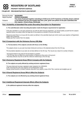 Registers of Scotland Level 3 Property Reports Service Pre-Registration Plans Report