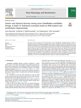 Genetic and Chemical Diversity Among Yacon [Smallanthus Sonchifolius (Poepp