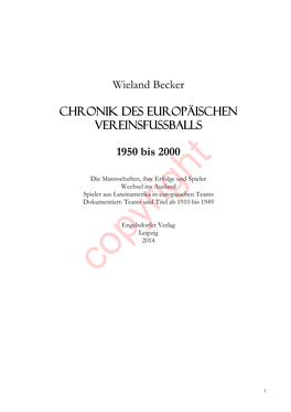 Wieland Becker CHRONIK DES Europäischen