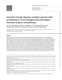 Genome-Wide Quantification of New Biological and Pathological Functions of Genes and Pathways ∗ ∗ ∗ Xu Chi , Maureen A