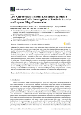 Low-Carbohydrate Tolerant LAB Strains Identified from Rumen Fluid