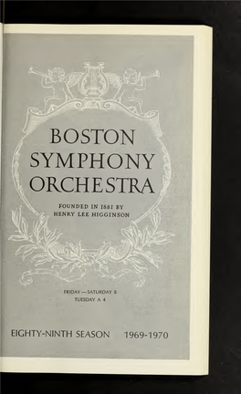 Boston Symphony Orchestra Concert Programs, Season 89, 1969