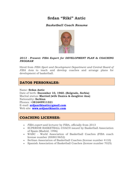 Basketball Coach Resume