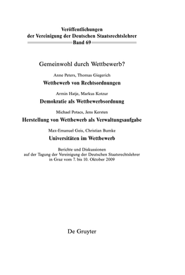 Gemeinwohl Durch Wettbewerb? De Gruyter