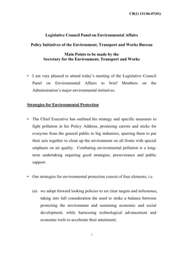 Legislative Council Panel on Environmental Affairs Policy
