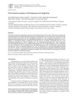 Chromosome Studies in Orchidaceae from Argentina