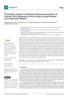 Correlation Analysis of Different Measurement Places of Galvanic Skin Response in Test Groups Facing Pleasant and Unpleasant Stimuli