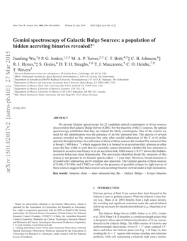 Gemini Spectroscopy of Galactic Bulge Sources: a Population Of