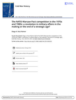 The NATO-Warsaw Pact Competition in the 1970S and 1980S: a Revolution in Military Affairs in the Making Or the End of a Strategic Age?