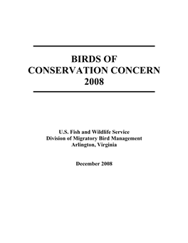 Birds of Conservation Concern 2008