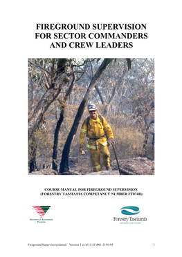 Fireground Supervision for Sector Commanders and Crew Leaders