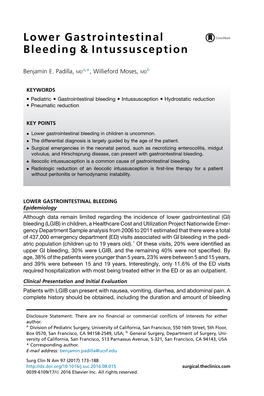 Lower Gastrointestinal Bleeding & Intussusception