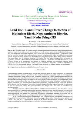 Land Use / Land Cover Change Detection of Kuthalam Block, Nagapattinam District, Tamil Nadu Using GIS