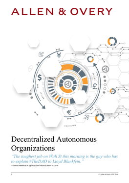 Decentralized Autonomous Organizations