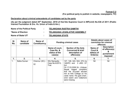 Format C-2 (For Political Party to Publish in Website, Newspapers, TV)